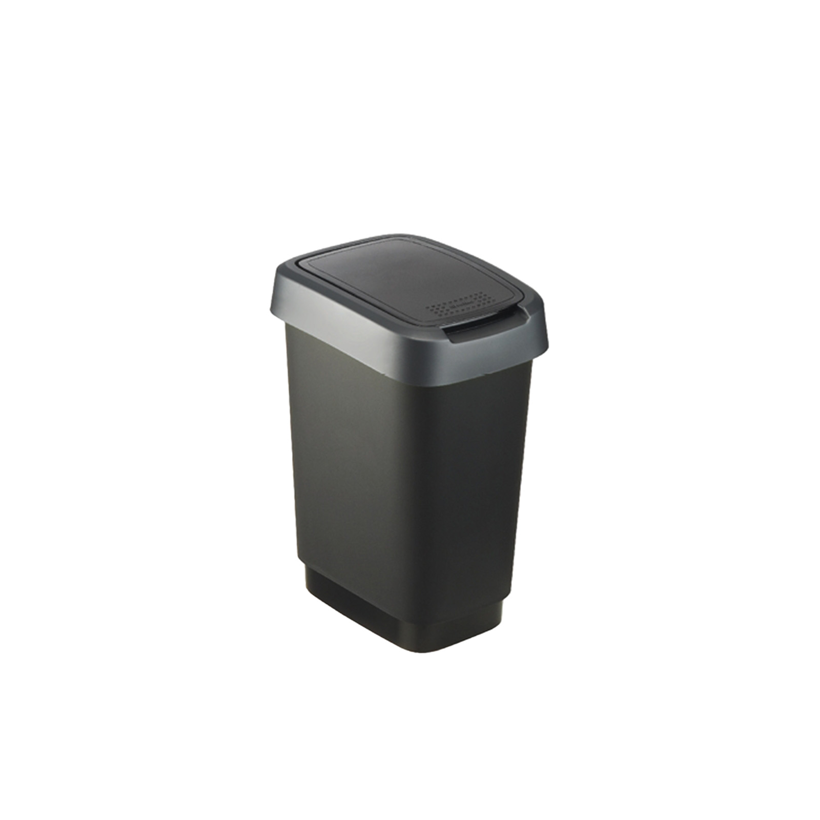 Prügikast liikuva kaanega TWIST 10L, 24,8×18,1x33cm, must/hõbe