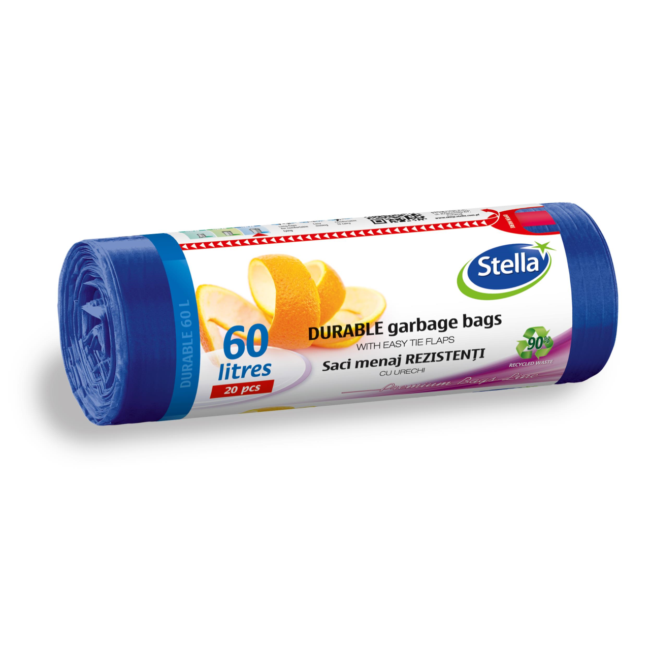 Prügikott seotav 60L, 20tk, tugev, sinine