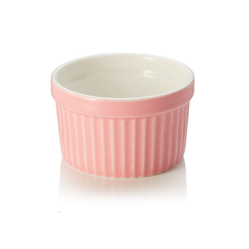 Ramekin 85ml, d.7cm, roosa/valge