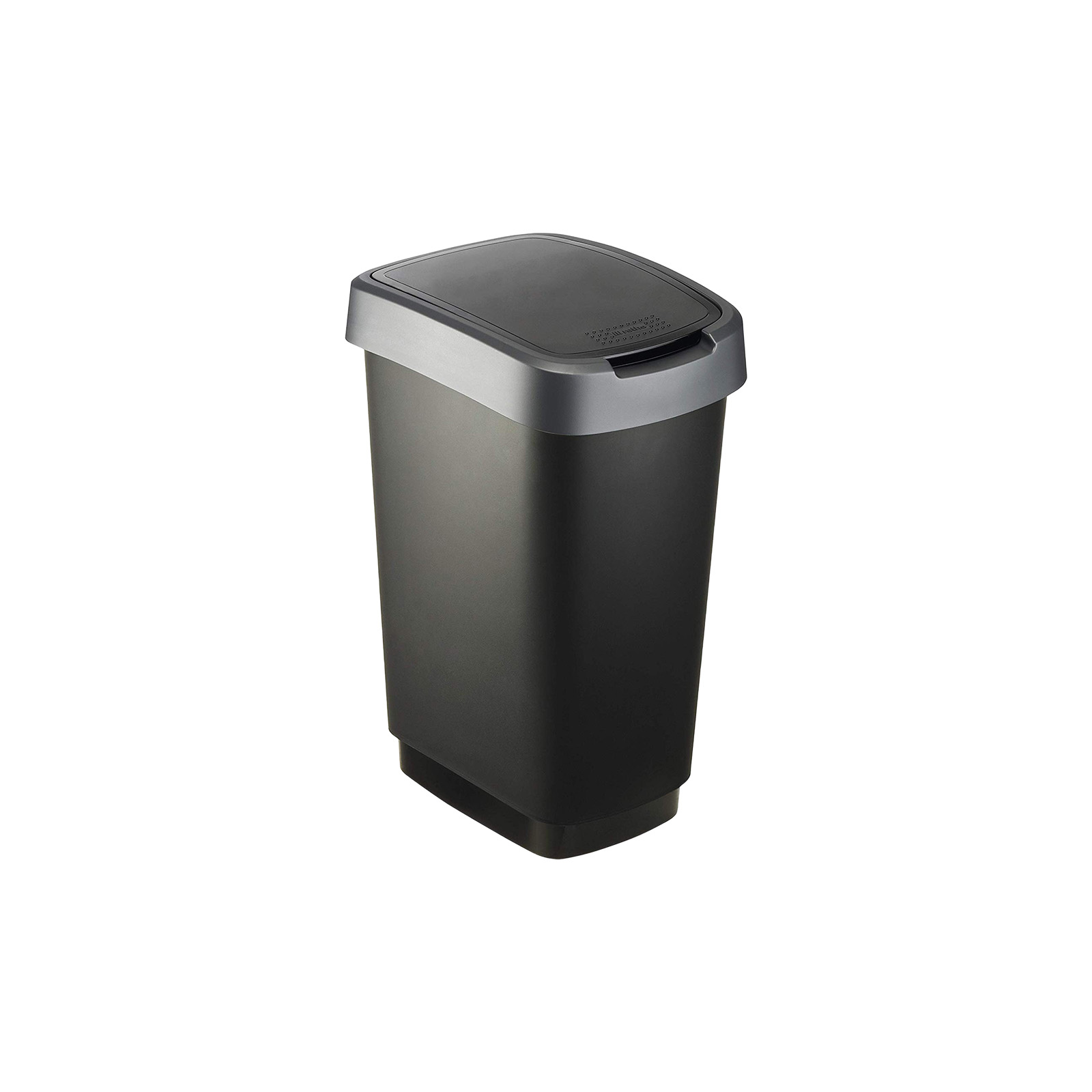 Prügikast liikuva kaanega TWIST 25L, 33,3×25,2×47,6cm, must/hõbe