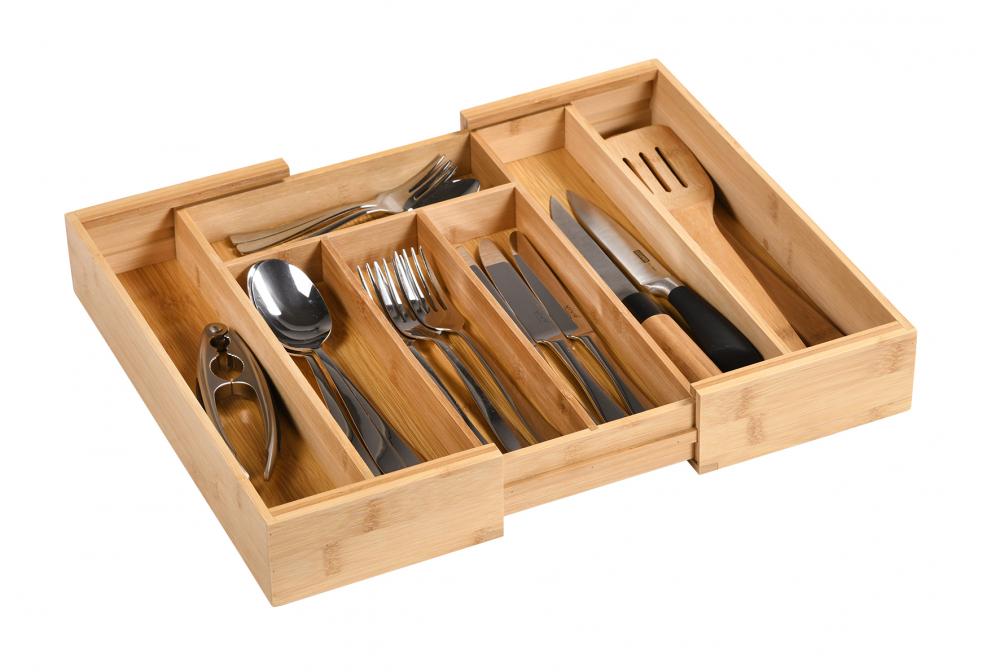 Söögiriistade sahtel 28.5-40×33.5x6cm reguleeritav bambus