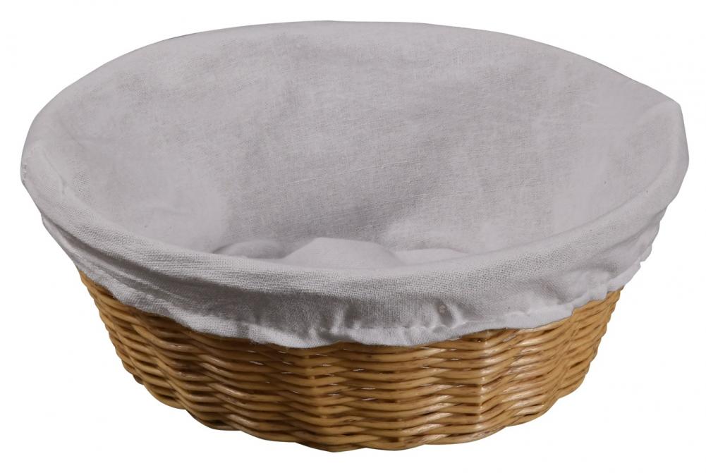 Leivakorv d25cm h9cm plastik/tekstiil