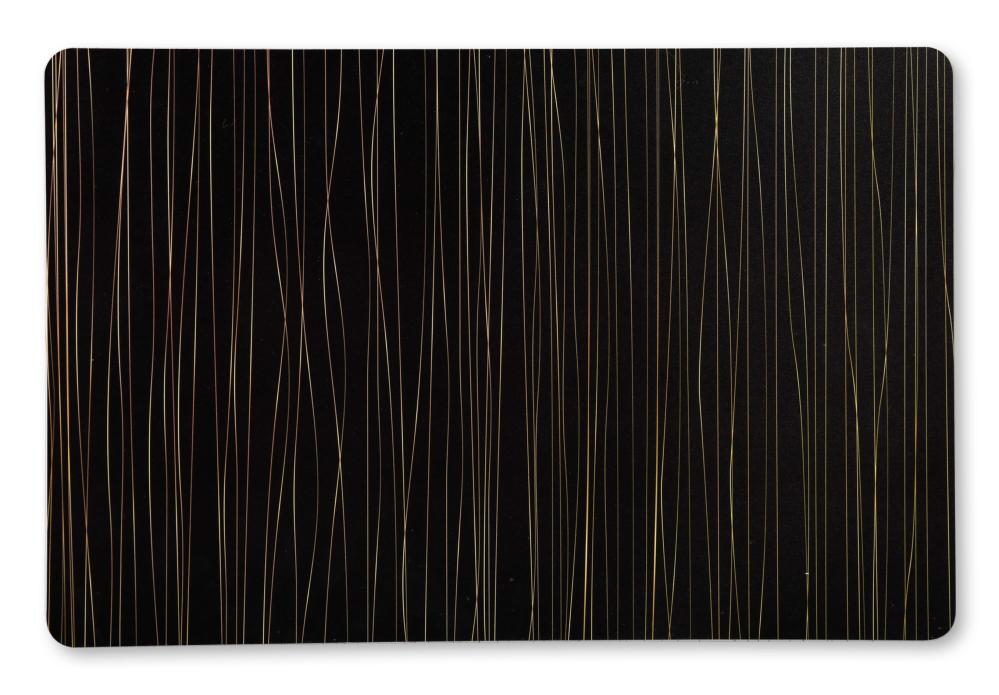 Lauamatt 43,5x28cm must/kollased triibud pp