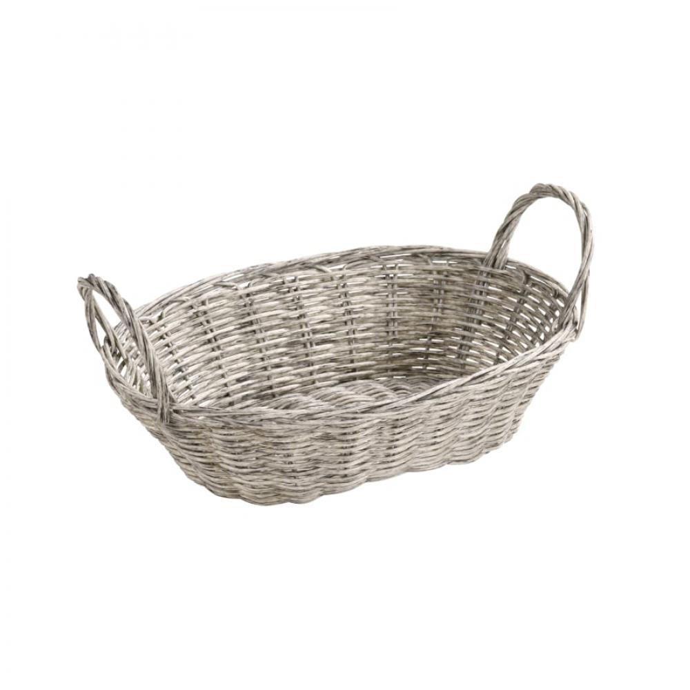 Kunstpunutis ovaalne korv sangadega 28x21cm hall