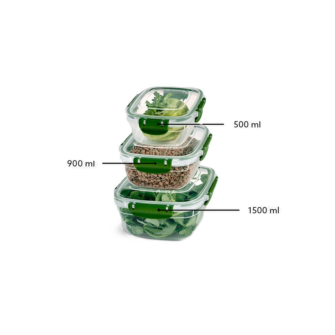 Säilituskarpide kompl. kandiline Master 500ml/900ml/1500ml, roheline
