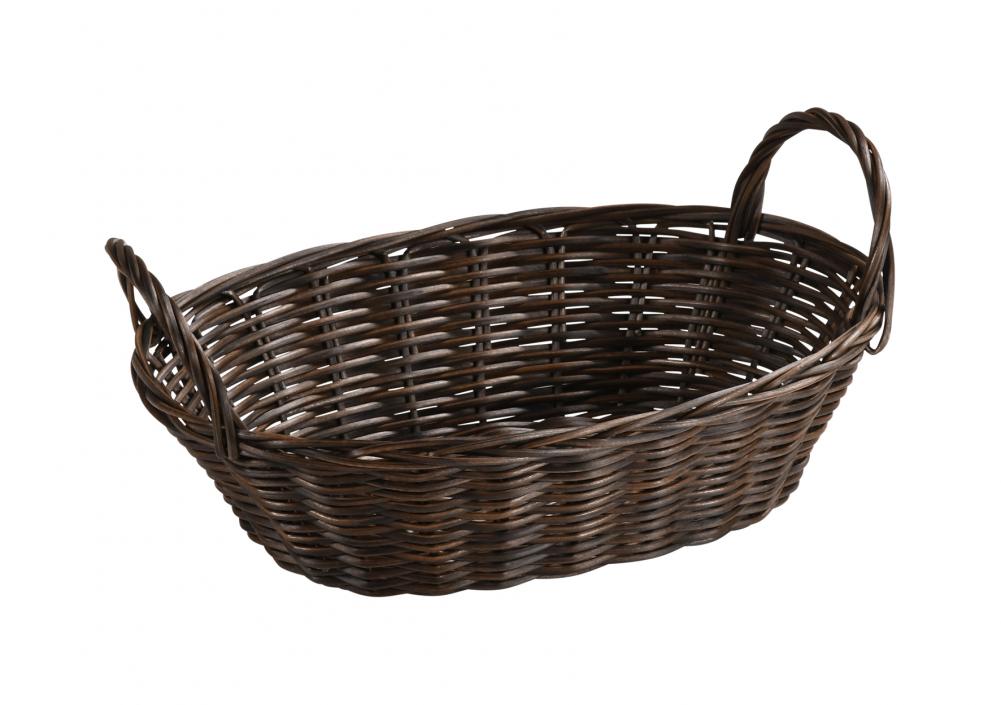 Kunstpunutis ovaalne korv sangadega 28x21x13cm pruun