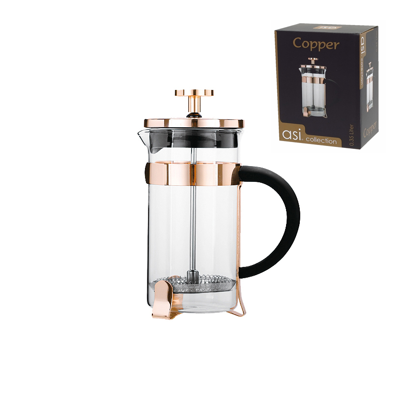 Presskann Copper 350ml, borosilikaat klaas