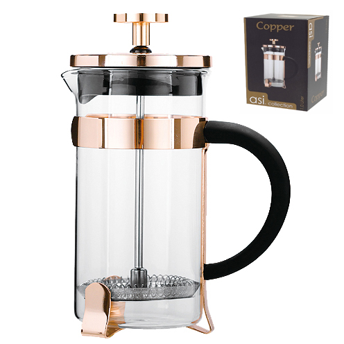 Presskann Copper 1,0L, borosilikaat klaas