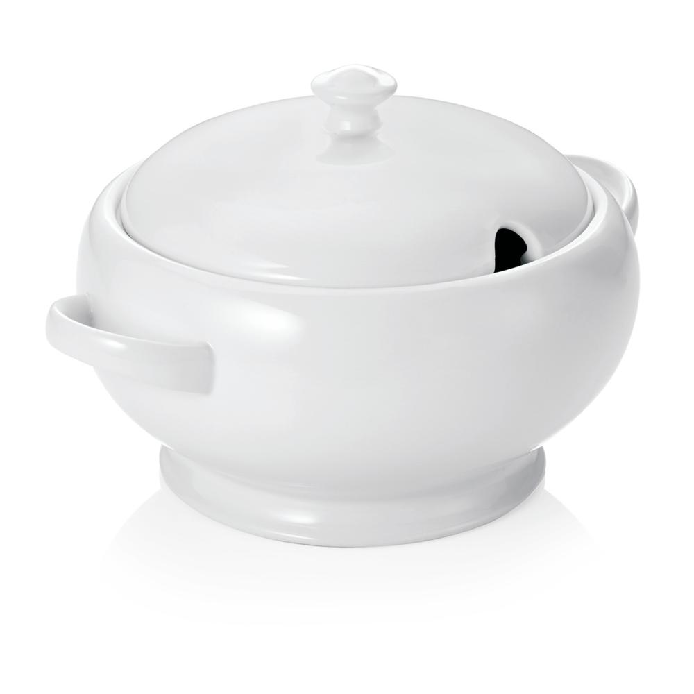 Supitirin kaanega 2,5l, d.22cm, valge, portselan