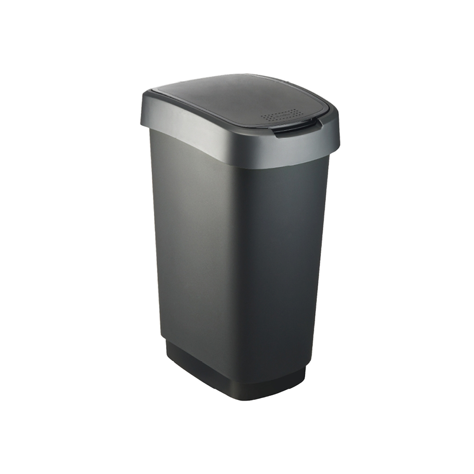 Prügikast liikuva kaanega TWIST 50L, 40,1×29,8×60,2cm, must/hõbe