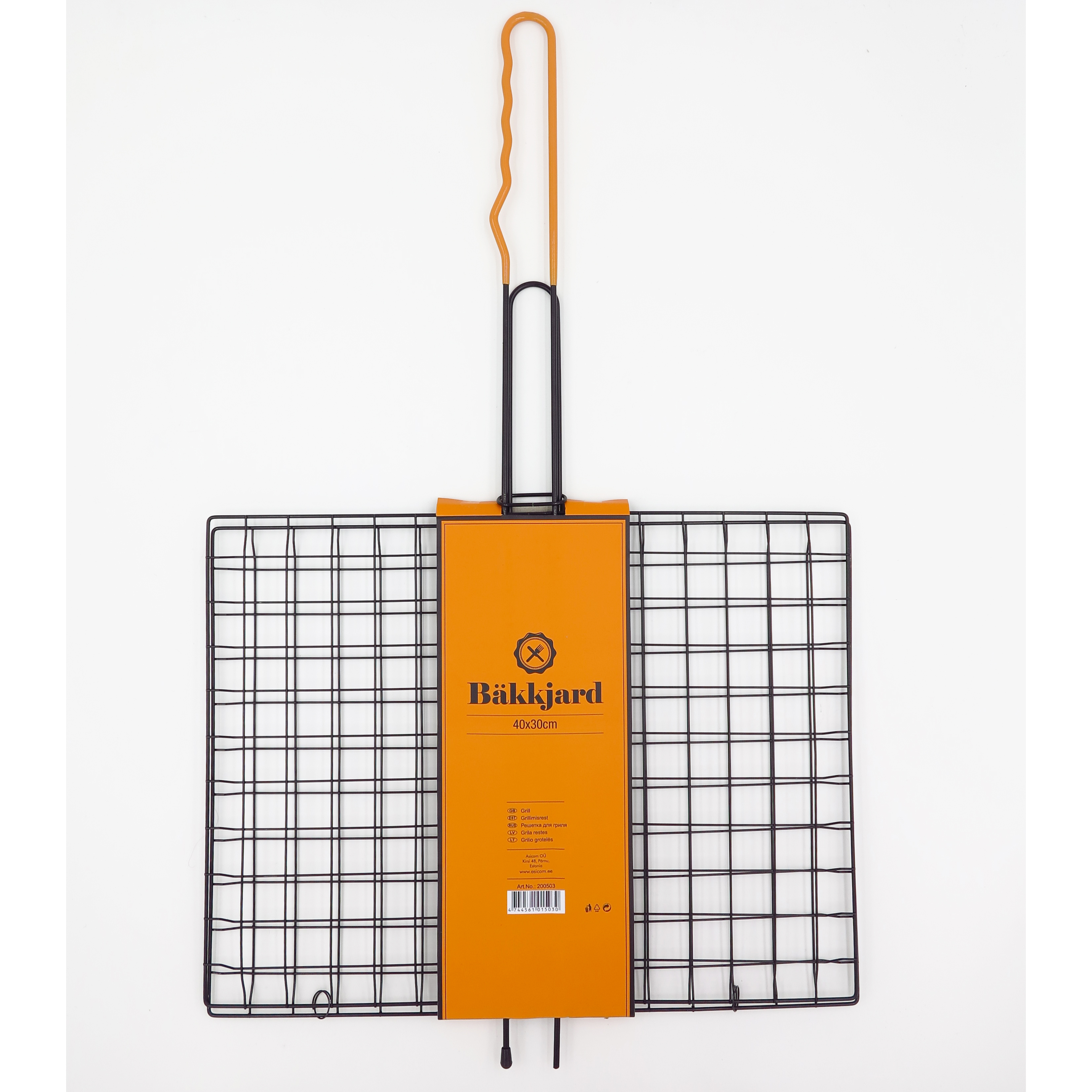 Grillimisrest 40x30cm, oranž PVC käepide, must mittenakkuv pind
