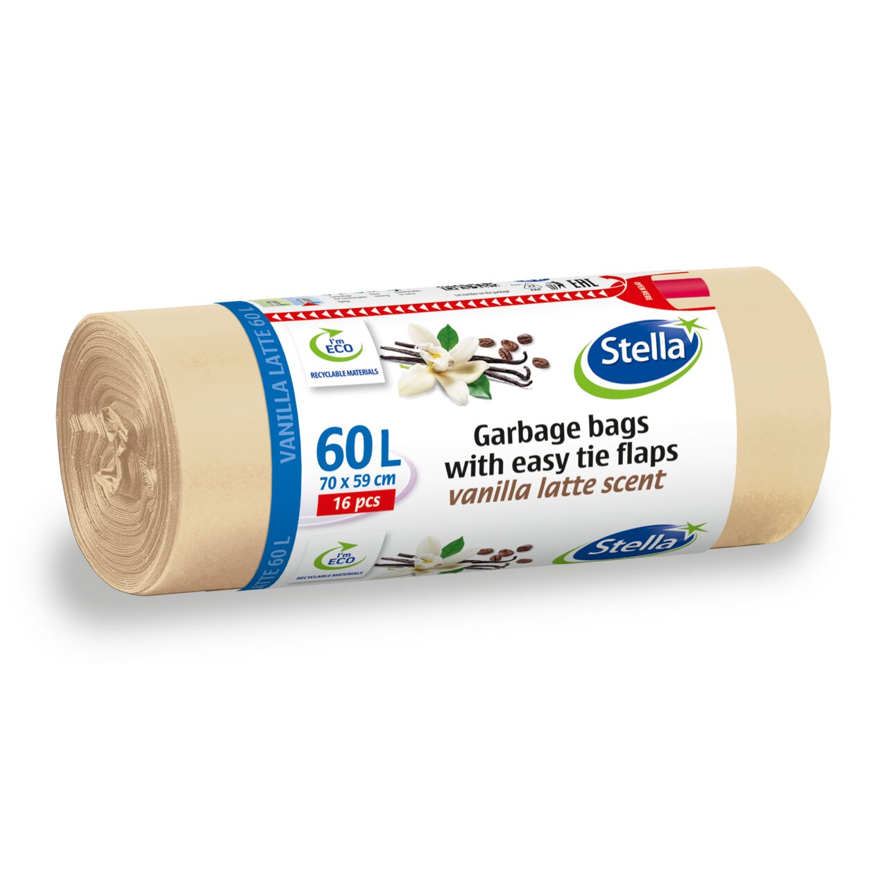 Prügikott seotav 60L, 16tk, lõhnastatud (vanilje latte)