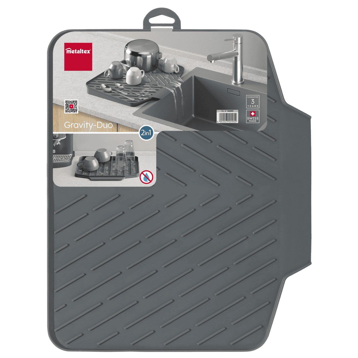Gravity-Duo kuivatusmatt 2in1,40x33x3cm hall silikoon