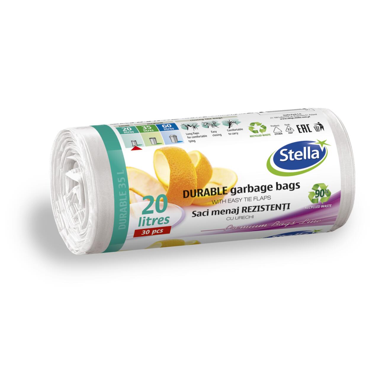 Prügikott seotav 20L, 30tk, tugev, valge