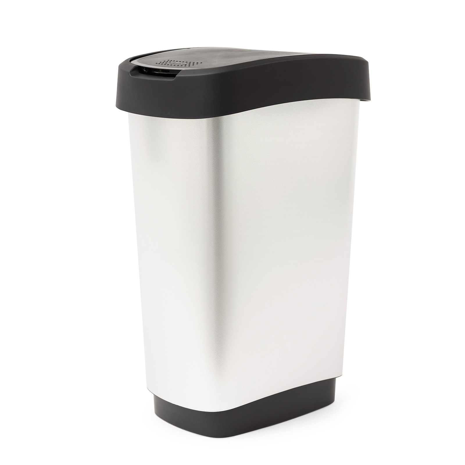 Prügikast liikuva kaanega TWIST 50L, 40,1×29,8×60,2cm, metallik hõbe/must